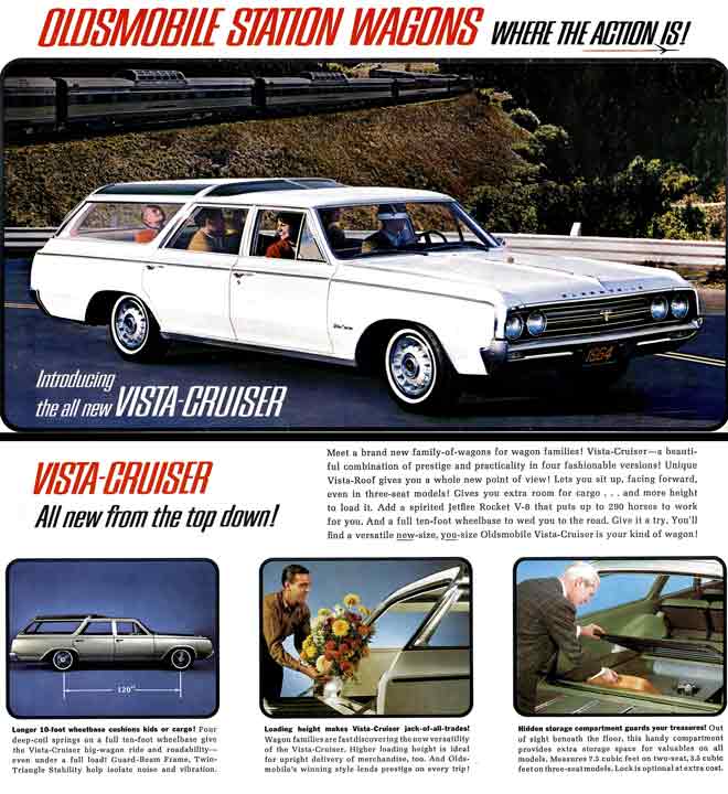 Oldsmobile Station Wagons 1964 - where the action is! - Introducing the all new Vista Cruiser