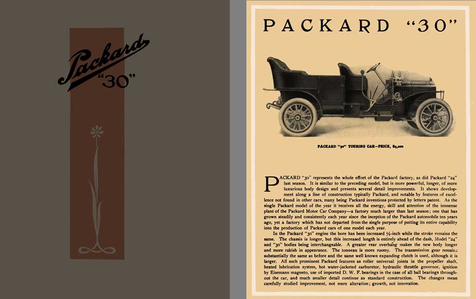 Packard 1907 -1907 Packard 30  A Booklet Descriptive of the Packard Motor Car for the Season of 1907