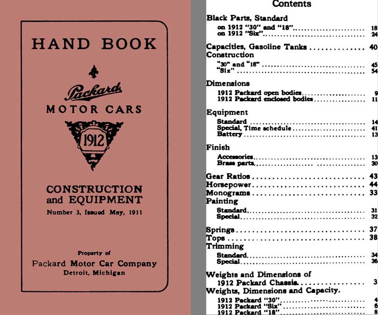Packard 1912 - Handbook Packard Motor Cars 1912 - Construction & Equipment, No 3 May 1911