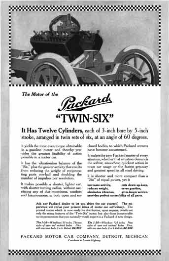 Packard 1915 - Packard Ad - The Motor of the Packard Twin-Six - It Has Twelve Cylinders