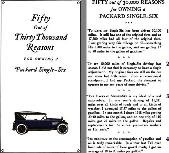 Packard 1922 - Fifty Out of Thirty Thousand Reasons for Owning a Packard Single Six