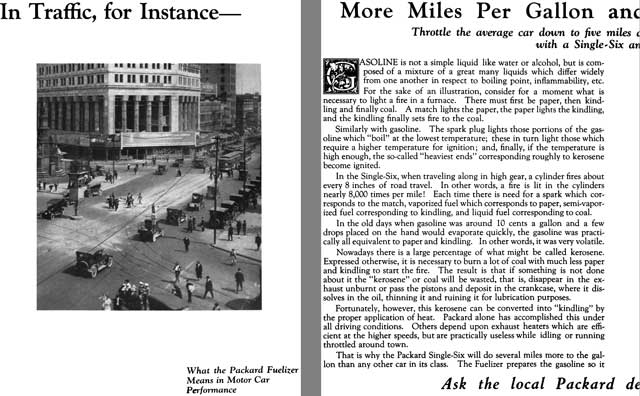 Packard 1923 - In Traffic, for Instance - What the Packard Fuelizer Means in Motor Car Performance