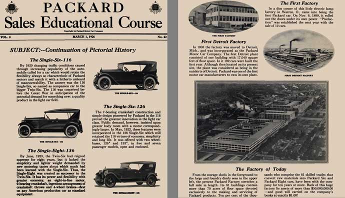 Packard 1926 - Packard Sales Educational Course - Subject: Continuation of Pictorial History