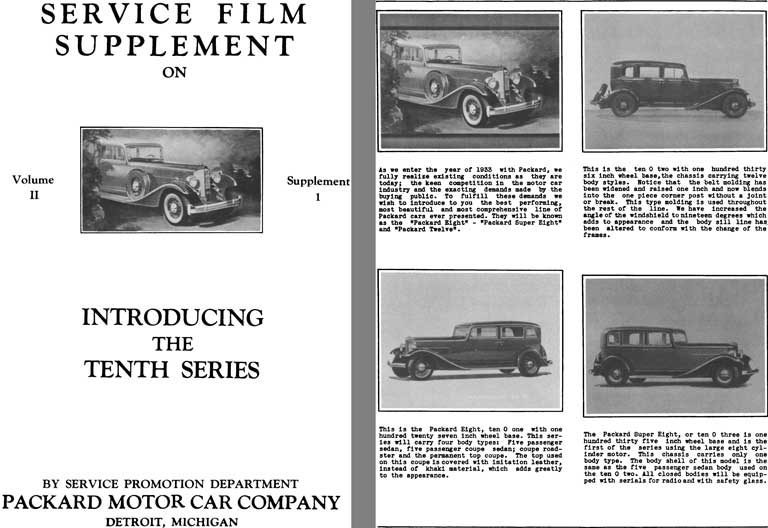 Packard 1933 - Service Film Supplement on Introducing the Tenth Series - Vol II Supplement 1
