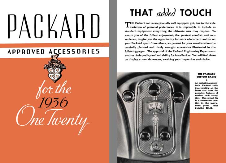 Packard 1936 - Packard Approved Accessories for the 1936 One Twenty
