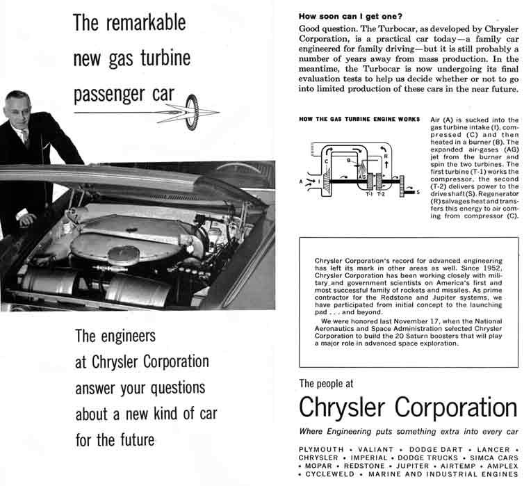 Fury (c1959) Plymouth - The remarkable new gas turbine passenger car - The engineers at Chrysler