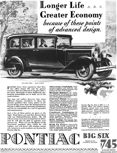 Pontiac 1929 - Pontiac Ad - Longer Life Greater Economy because of these points of advanced design