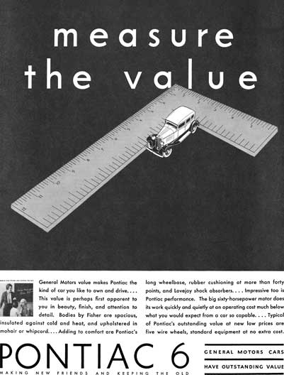 Pontiac 1931 - Pontiac Ad - measure the value - Pontiac 6