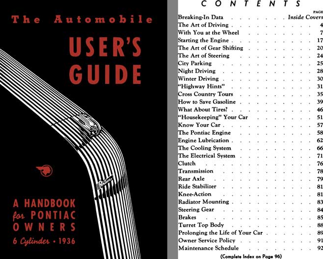 Pontiac 1936 - The Automobile User's Guide - A Handbook for Pontiac Owners 6 Cylinder 1936
