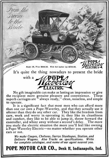Pope c1915 - Pope Waverly Electric Car Ad - Pope Waverley Model 36
