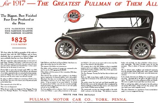 Pullman 1917 - Pullman Ad - for 1917 - The Greatest Pullman of Them All