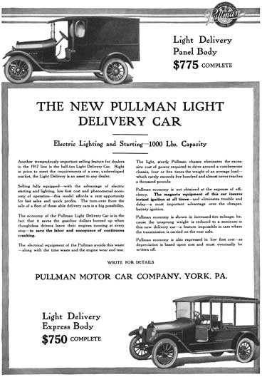 Pullman 1917 - Pullman Ad - The New Pullman Light Delivery Car