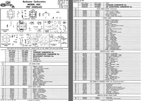 Rochester 1957 - Rochester Carburetors Model 4GC 1957 Cadillac Bulletin 9C-208