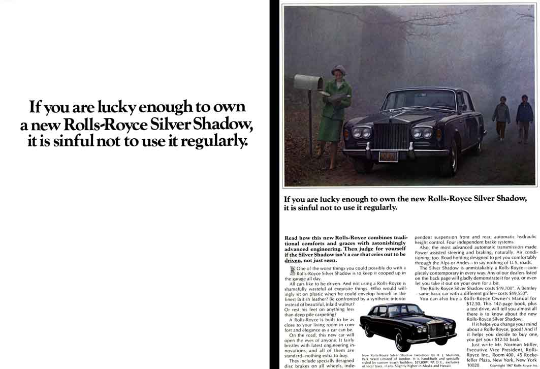 Silver Shadow Rolls Royce (c1967) - If you are lucky enough to own a new Rolls Royce Silver Shadow