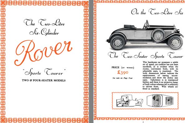 Rover 1929 - The Two Litre Six Cylinder Rover Sports Tourer - Two & Four Seater Models