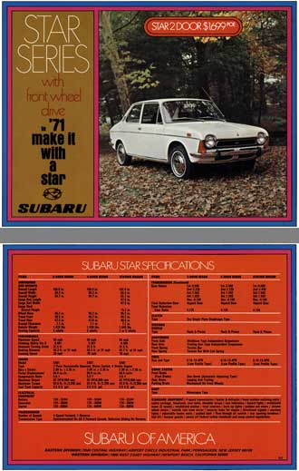 Subaru 1971 - Star Series with Front Wheel Drive in '71 Make it with a Star Subaru