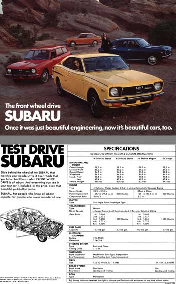 Subaru (c1973) - The Front Wheel Drive Subaru - Once it was just beautiful engineering, now it's bea