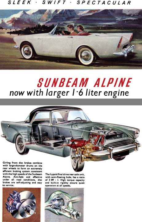 Sunbeam Alpine 1960 - Sleek ~ Swift ~ Spectacular Sunbeam Alpine now with larger 1.6 Litre Engine