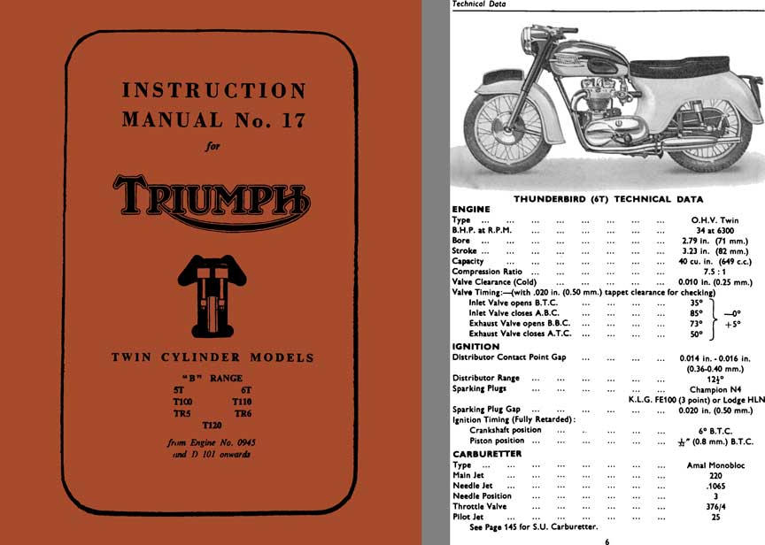 Regress Press Triumph 1962 Instruction Manual No. 17 for Triumph Twin