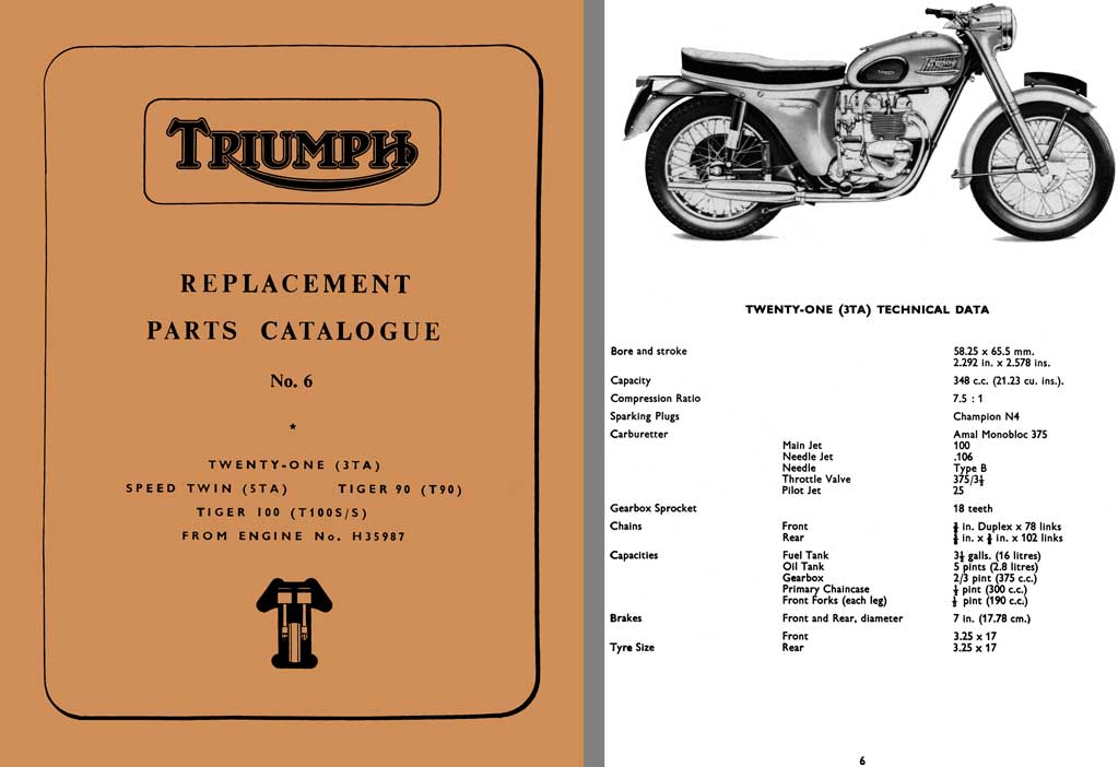 Triumph Motorcyle 1965 - Triumph Replacement Parts Catalogue No. 6