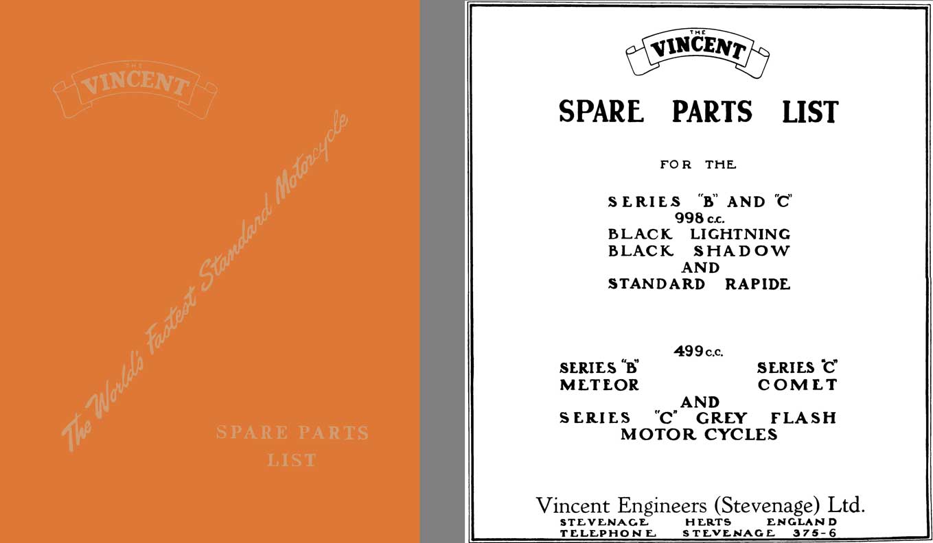 Vincent 1954 Spare Parts Catalog -  The World's Fastest Standard Motorcycle