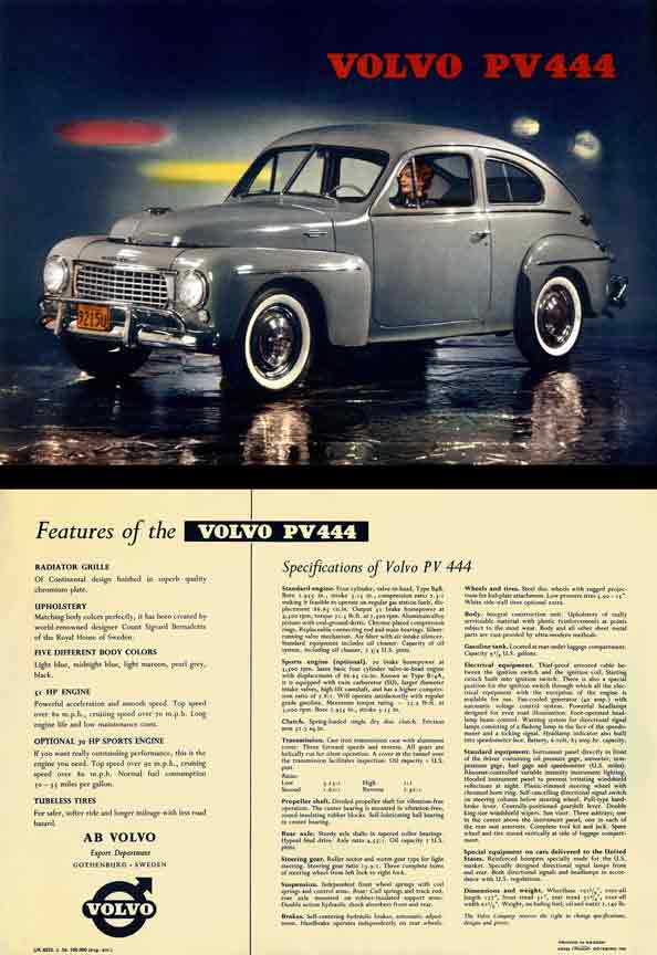 Volvo PV444 (c1956) Spec Sheet