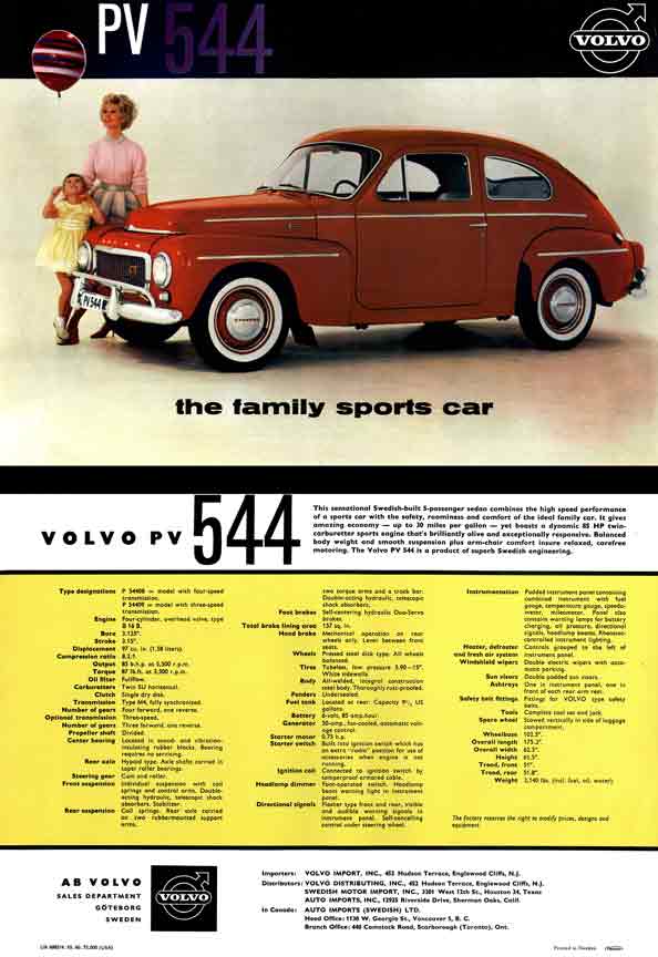 Volvo PV544 c1960 the family sports car Volvo PV544 c1960 the family