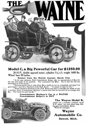 Wayne c1915 - Wayne Ad - The Wayne Model C, a Big Powerful Car for $1250.00