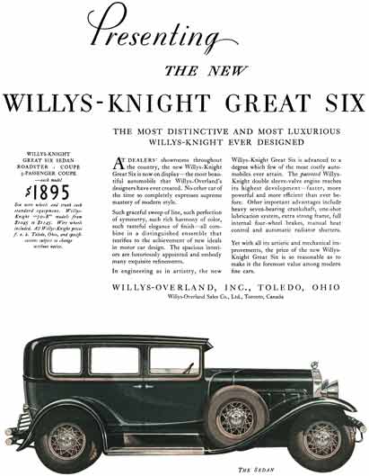 Willys-Knight 1929 - Willys Ad - Presenting the New Willys-Knight Great Six